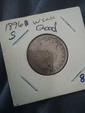 1896 Barber Head Silver Coin - Gray Patina